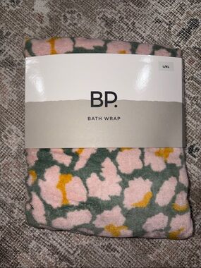 bp Pink Floral Bath Wrap with Green and Yellow Accents